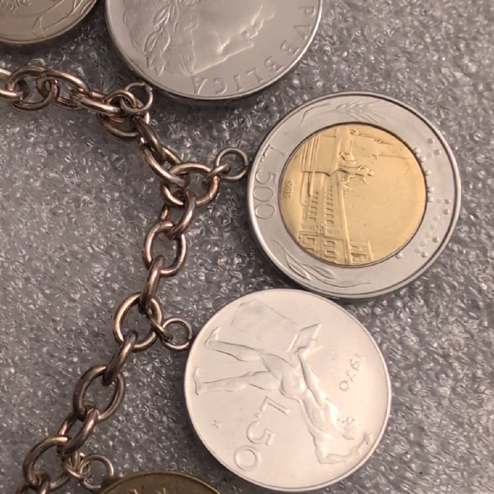 Vintage Italian Sterling Silver Bracelet With Coin Charms - Picture 6 of 8